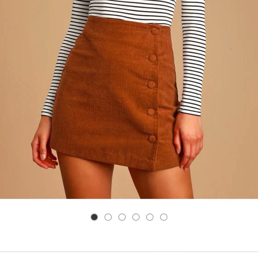 Brown Button Corduroy Skirt